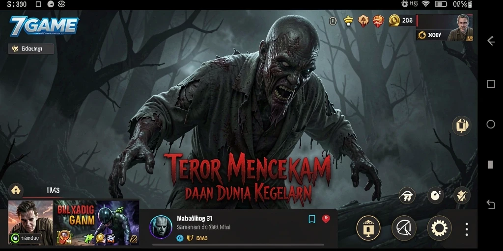 Screenshot gameplay 7GAME menampilkan suasana horror yang mencekam.