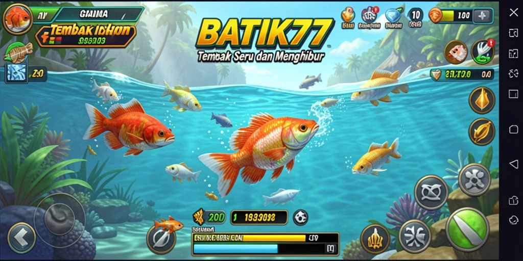 Tangkapan layar BATIK77 menunjukkan aksi seru menangkap ikan.