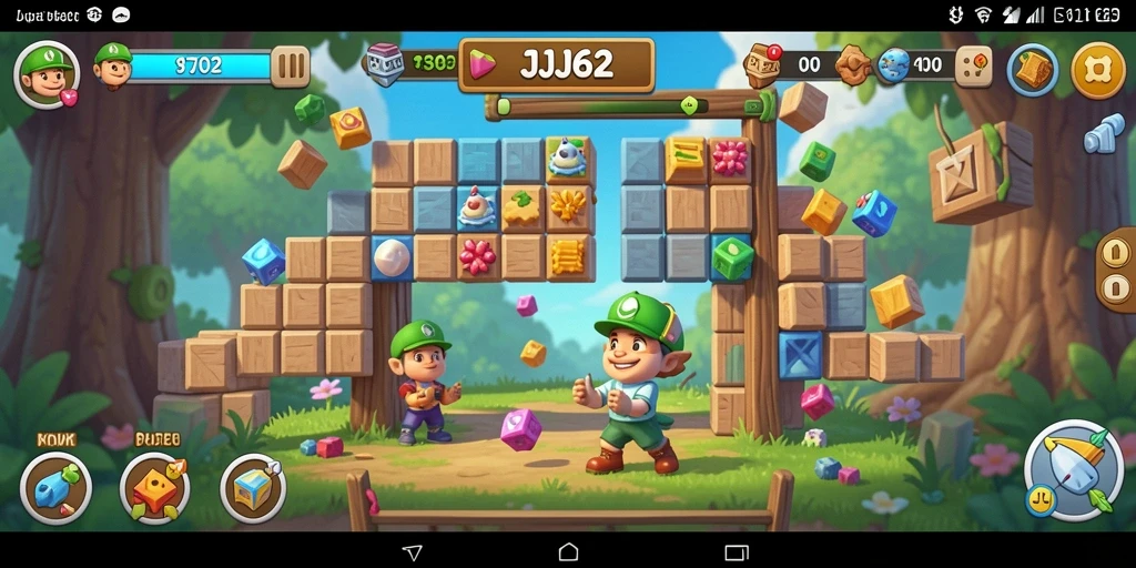 Screenshot permainan JJ62 menampilkan gameplay menantang dalam Puzzle.