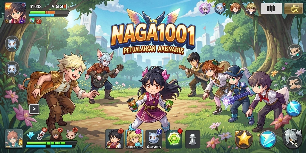 Screenshot gameplay NAGA1001 yang menampilkan aksi seru karakter Anime.