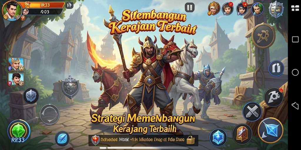 Tangkapan layar gameplay RR33 yang menampilkan strategi dalam membangun kerajaan.