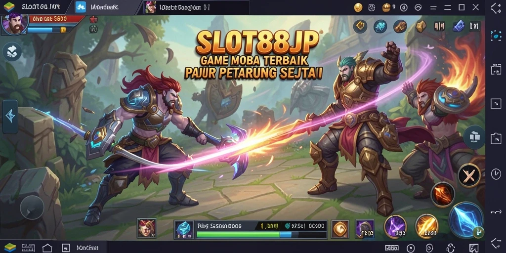Screenshot gameplay menampilkan pertarungan seru di arena MOBA.
