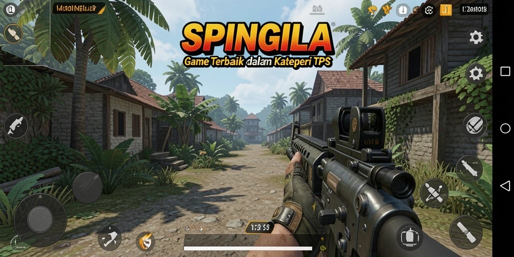 Screenshot SPINGILA menampilkan momen seru dalam pertempuran TPS.